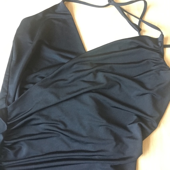 Black Slinky Wrap Halter Top - Picture 4 of 5